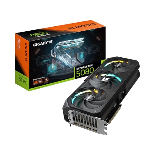 GIGABYTE GeForce RTX 5080 Gaming OC 16G Carte Graphique WINDFORCE Système de Refroidissement 16 Go 256 Bits GDDR7, GV-N5080GAMING OC-16GD Carte vidéo