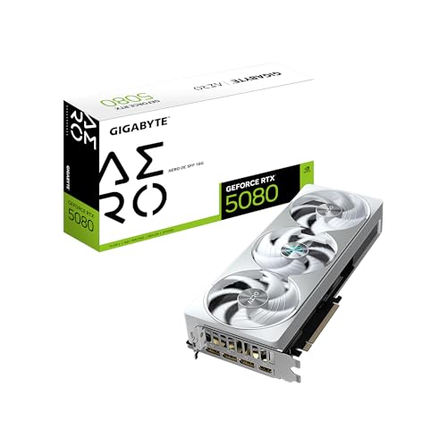 GIGABYTE GeForce RTX 5080 Aero OC SFF 16G Carte Graphique WINDFORCE Système de Refroidissement 16 Go 256 Bits GDDR7, GV-N5080AERO OC-16GD, Compatible avec Ordinateur de Bureau