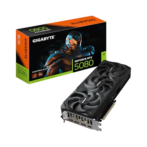 GIGABYTE GeForce RTX 5080 WINDFORCE OC SFF 16G, système de refroidissement WINDFORCE, 16 Go 256 bits GDDR7, GV-N5080WF3OC-16GD Carte vidéo