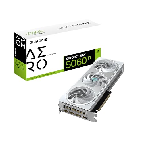 GIGABYTE GeForce RTX 5060 Ti AERO OC 16G Carte graphique 16 Go 128 bits GDDR7, PCIe 5.0, système de refroidissement WINDFORCE, carte vidéo GV-N506TAERO OC-16GD