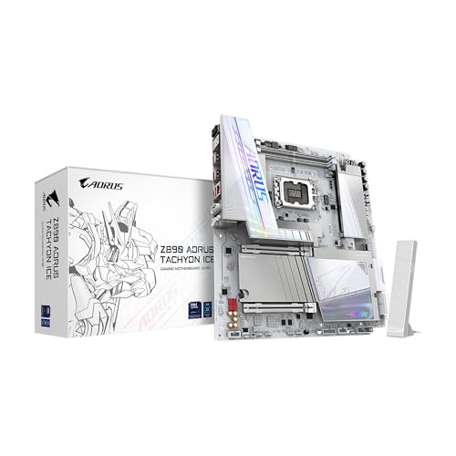 GIGABYTE Z890 AORUS Tachyon Ice Intel Core Ultra (Series 2) LGA 1851 Carte mère, E-ATX, DDR5, 4X M.2, PCIe 5.0, Thunderbolt 4, WIFI7, 5GbE LAN, D5 Bionic Corsa