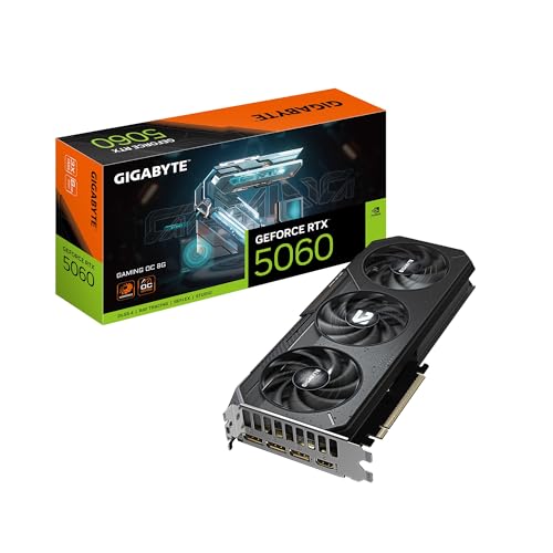 GIGABYTE GeForce RTX 5060 Gaming OC 8G Carte Graphique 8 Go 128 Bits GDDR7, PCIe 5.0, système de Refroidissement WINDFORCE, GV-N5060GAMING OC-8GD