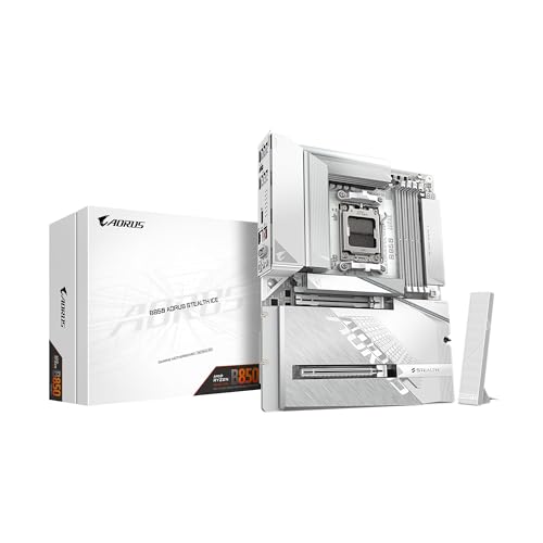 GIGABYTE B850 AORUS Stealth Ice Carte mère AMD AM5, ATX, DDR5, 4X M.2, PCIe 5.0, USB-C, WIFI7, 5GbE LAN, EZ-Loquet,