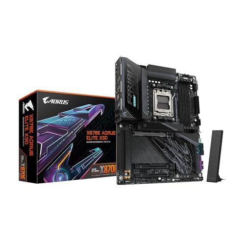 GIGABYTE X870E AORUS Elite X3D Carte mère AMD AM5 LGA 1718 ATX, Prend en Charge Les processeurs AMD Ryzen 9000 8000 7000, DDR5, Power Phase 16 2 2, 4X M.2, PCIe 5.0, WiFi 7, 5 GbE