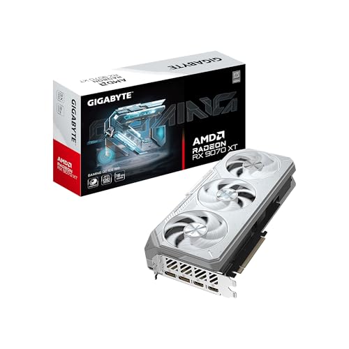 GIGABYTE Carte Graphique Radeon RX 9070 XT Gaming OC Ice 16G (16 Go GDDR6, 512-bits, PCIe 5.0, HDMI DP 2.1, Socket 2.7, Fan Hawk
