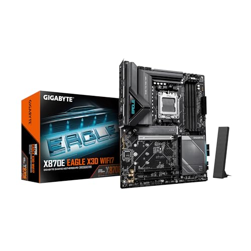 GIGABYTE X870E Eagle X3D WF7 Carte mère AMD AM5 ATX, prend en charge les séries AMD Ryzen 9000 8000 7000, DDR5, 16 2 2 Power Phase, 4X M.2, PCIe 5.0, USB4 Type-C, WIFI7, 5 GbE, PCIe EZ-Loquet