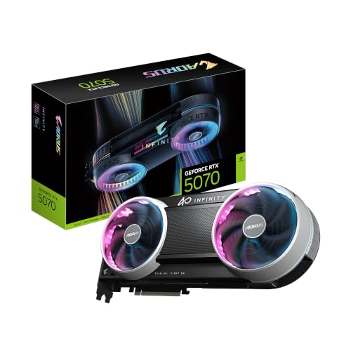 GIGABYTE AORUS GeForce RTX 5070 Infinity 12G Carte Graphique 12 Go 192 Bits GDDR7, PCIe 5.0, système de Refroidissement WINDFORCE HYPERBURST, GV-N5070AORUS IF-12GD