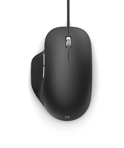 Microsoft Ergonomic Mouse – souris filaire USB pour PC, ordinateurs portables compatible Windows, Mac, Chrome OS (ergonomique, boutons personnalisables) – Noir (RJG-00002)