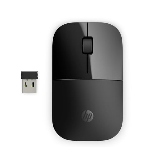 HP Z3700 Souris USB sans fil mince 2,4 GHz noire avec capteur optique LED bleue 1200 dpi, autonomie de la batterie jusqu'à 16 mois