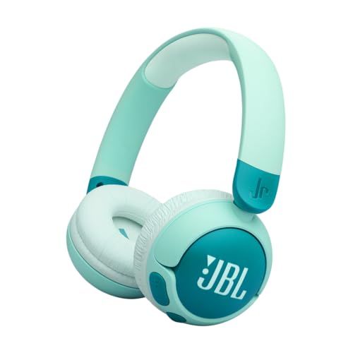 JBL Junior 320 BT, Casque Supra-auriculaire sans Fil pour Enfants, avec Microphone intégré, Bluetooth, Safe Sound, Coussinets Confortables, Set d'autocollants, Design Pliable, Vert