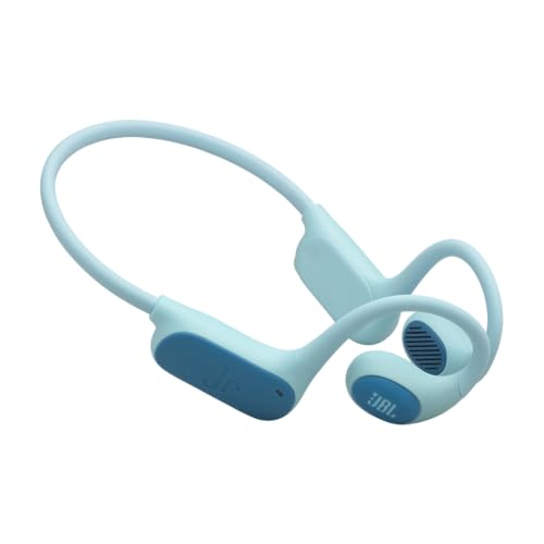 JBL Junior Free, Casque sans Fil Open-Ear Enfants, léger et Durable, autonomie Jusqu’à 10 h, contrôle Parental, Technologie JBL OpenSound et Safe Sound pour protéger l’Audition des Enfants, Bleu-Vert