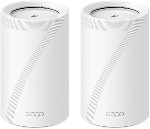 TP-Link Deco BE68 Lot de 2 Kits Wi-FI 7 Mesh Wi-FI BE14000 Tri-Bande 8647 Mbps (6 GHz) 4324 Mbps (5 GHz) 688 Mbps (2,4 GHz), 6 Flux, MLO, 1 x Ports 10G 1 x Port 2,5 G 1 Port Gigabit, USB 3 .0