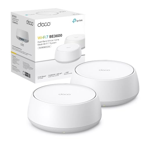 TP-Link WiFi 7 Mesh BE3600 Bi-Bande, Port Ethernet 1,0 Gbps, Opération Multi-Liaison(MLO), Itinérance Transparente, Contrôle Parental, Compatible avec Toutes Les Box Fibre, WPA3, Deco BE3600(2-Pack)