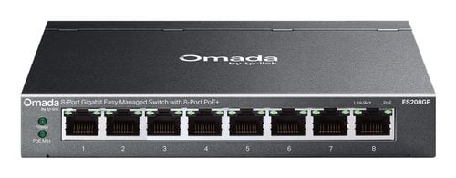 omada Switch TP-Link Omada ES208GP 8 ports Gigabit PoE L2 Gestionnaire rack DIN rail