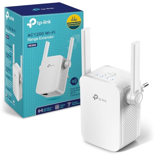 TP-Link Répéteur WiFi RE305 Amplificateur WiFi AC1200, WiFi Extender, WiFi Booster, 1 Port Ethernet, jusqu'à 120㎡, Augmente la Couverture WiFi, Compatible avec Toutes Les Box Internet