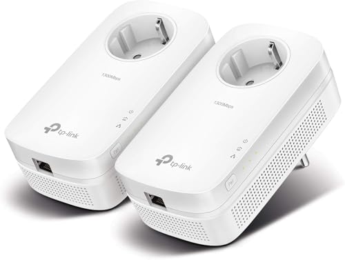 TP-Link CPL AV1300 (Débit 1300 Mbps), 1 Port Ethernet Gigabit, Prise Intégrée Version Européenne, Pack de 2 CPL (TL-PA8010P KIT) Blanc