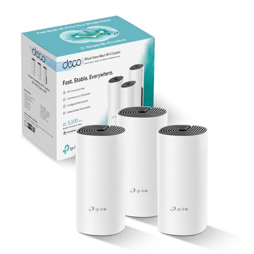 TP-Link Deco M4 (3-pack) Systèmes WiFi Mesh performant - Contrôle parental - Ports Ethernet Gigabit - Couverture WiFi jusqu'à 370m2 - Compatible avec Amazon Alexa et IFTTT, Blanc