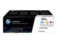 HP 201X LaserJet, lot de 3 cartouches de toner grande capacité authentiques, cyan magenta Yellow