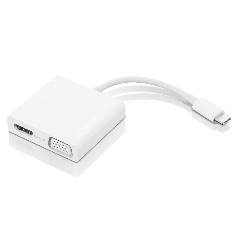 Lenovo Adaptateur Lenovo USB-C vers VGA HDMI 4K USB 3.0 White