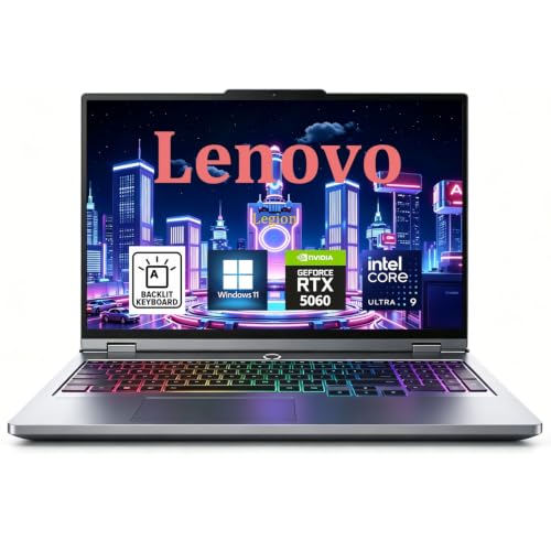 Lenovo Legion 5 Ordinateur portable de jeu 16 WQXGA (2560 x 1600) IPS 240 Hz, Intel Ultra 9 275HX (jusqu'à 5,4 GHz), 32 Go de RAM DDR5, 1 To SSD, NVIDIA GeForce RTX 5060 8 Go GDDR7, Clavier