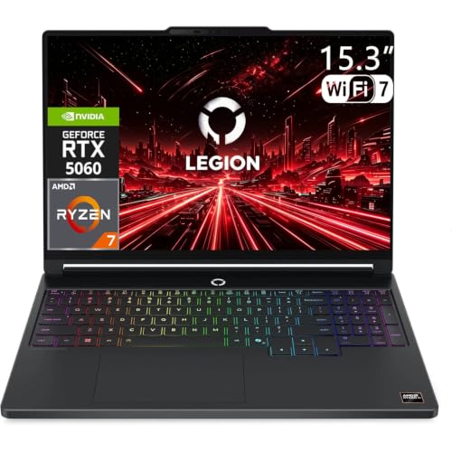 Lenovo Legion 5a Ordinateur portable de jeu, AMD Ryzen 7 250 (jusqu'à 5,1 GHz) | GeForce RTX 5060 | WQXGA 15,3 (2560 x 1600) OLED 165 Hz | 16 Go de RAM DDR5, 1 To SSD | Wi-Fi 7, RJ-45 | Rétroéclairé