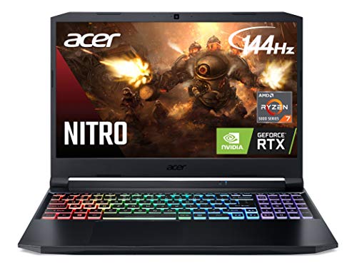 Acer Nitro 5 AN515-45-R92M Gaming, AMD Ryzen 7 5800H (8 cœurs) | GPU NVIDIA GeForce RTX 3060 pour ordinateur portable | Écran IPS FHD 144 Hz | 16 Go DDR4 | SSD NVMe 512 Go | WiFi 6 | Rétroéclairé RVB