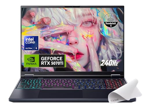 acer Predator Helios Neo 16 Ordinateur portable de jeu, 16 WQXGA (2560 x 1600) 240 Hz, Intel 24-core Ultra 9 275HX, GeForce RTX 5070 Ti, Win11 avec tapis de souris (32 Go, 2 To)