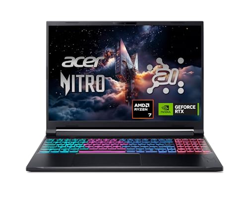 Acer Nitro V 16S AI Ordinateur portable de jeu | Processeur AMD Ryzen 7 260 | GPU pour ordinateur portable NVIDIA GeForce RTX 5060 (572 AI Tops) | Écran 16 WUXGA IPS 180 Hz | 32 Go DDR5 | 1 To Gen 4