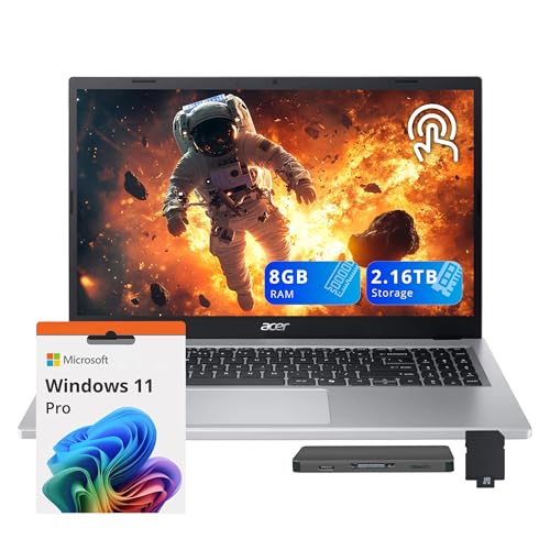 acer Aspire Go Ordinateur portable tactile FHD 15,6 , AMD Ryzen 5 7520U, 8 Go LPDDR5, 2,16 To de stockage (SSD de 2 To station d'accueil de 160 Go), carte graphique AMD Radeon, pavé numérique
