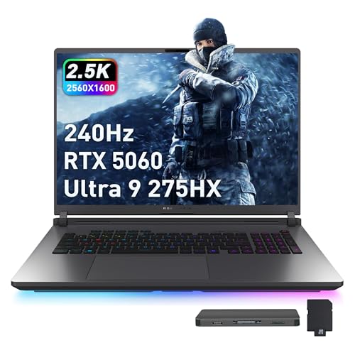ASUS ROG Strix G18 Ordinateur portable de jeu 18 2,5K 240 Hz, Intel Ultra 9 275HX, GeForce RTX 5060 8 Go GDDR7, 32 Go DDR5, 3 To de stockage (SSD 2 To station d'accueil 1 To), clavier rétroéclairé