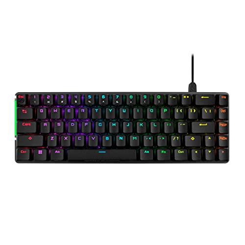 ASUS ROG Falchion Ace 65 RGB Compact Gaming Mechanical Keyboard, Lubed ROG NX Red Switches Switch Stabilizers, Sound-Dampening Foam, PBT Keycaps, Wired with KVM, Three Angles, Cover Case-Black