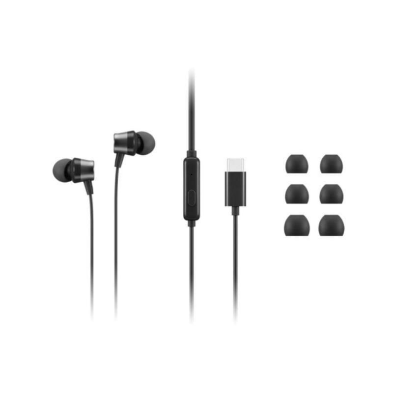 Lenovo Auriculaires Lenovo 4XD1J77351 filaires USB-C intra-auriculaires professionnels bureautique noirs