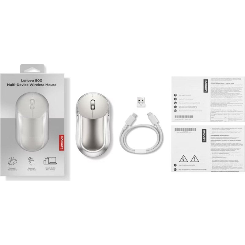 Lenovo Ratón Lenovo 900 Multi-Device Bluetooth 5.3 4000 DPI Grey Sea Shell