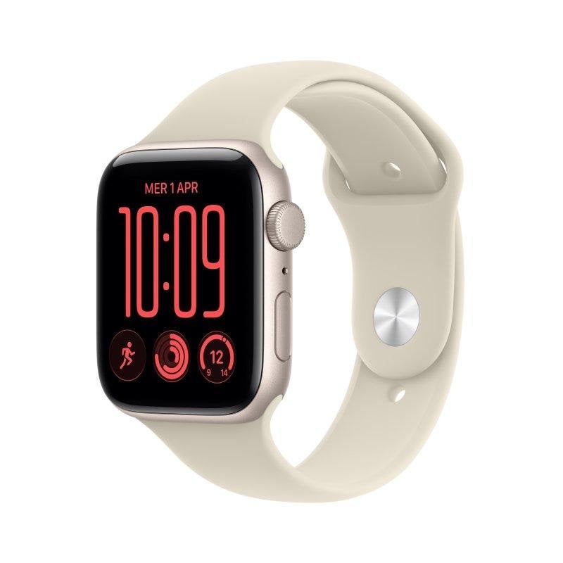 Apple Watch SE 3 GPS 44mm Aluminium Starlight avec Bracelet Sport S M