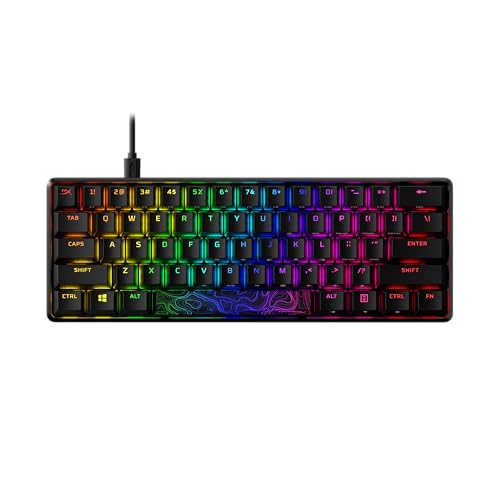 HyperX Alloy Origins 60 - Clavier de jeu mécanique - Format ultra-compact 60 – Interrupteur HyperX Red (Linéaire) - Touches Double shot PBT - Rétro-éclairage RGB LED - NGENUITY Noir