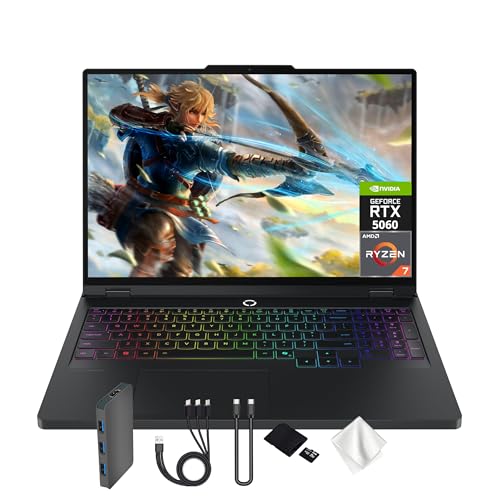 Lenovo Legion Pro 5 Ordinateur portable de jeu 16 WQXGA 165 Hz, AMD Ryzen 7 8745HX, GeForce RTX 5060 8 Go GDDR7, 32 Go DDR5, 3 To de stockage (SSD 2 To et station d'accueil 1 To), clavier