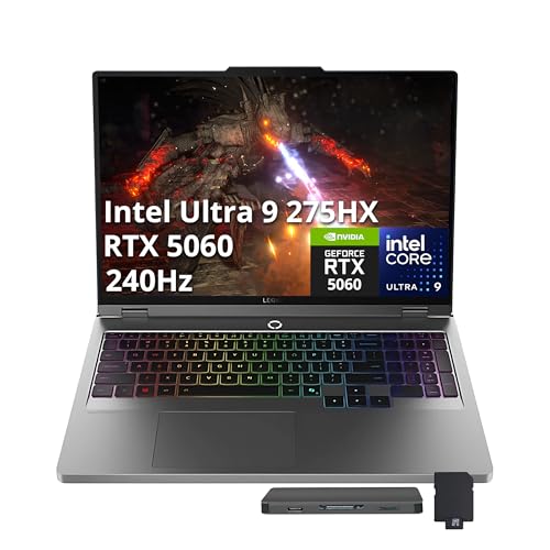 Lenovo Legion 5 Ordinateur portable de jeu 16 WQXGA 240 Hz, Intel Ultra 9 275HX, NVIDIA GeForce RTX 5060, 64 Go DDR5, 3 To de stockage (SSD de 2 To station d'accueil 1 To), clavier rétroéclairé RVB