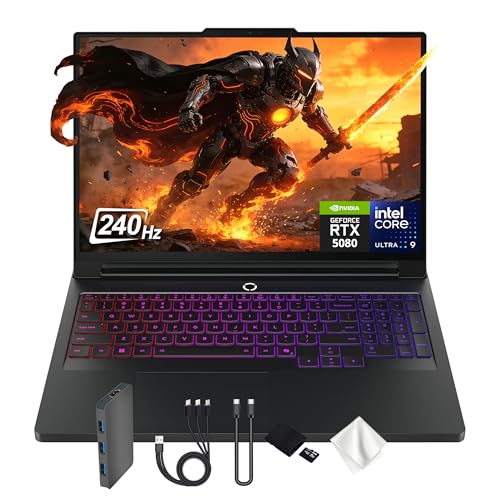 Lenovo Legion Pro 7i Ordinateur portable de jeu 16 WQXGA 240 Hz, Intel Core Ultra 9 275HX, GeForce RTX 5080 GDDR7, 32 Go DDR5, 2 To de stockage (SSD PCIe 1 To et station d'accueil de 1 To), clavier