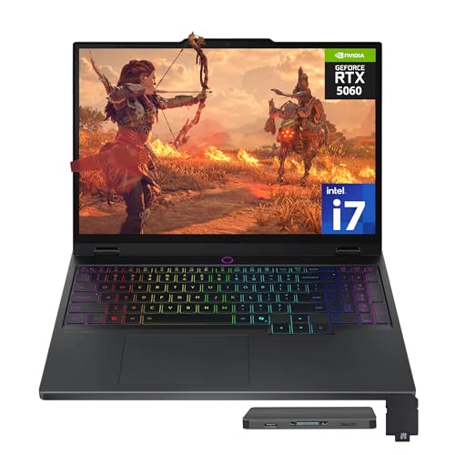 Lenovo Legion 5 Ordinateur portable de jeu WQXGA 15 165 Hz, Intel i7-14700HX, RTX 5060 8 Go GDDR7, 32 Go DDR5, 1 To SSD, clavier rétroéclairé RVB 24 zones, appareil photo 5 MP, Wi-Fi 7, Win 11, noir
