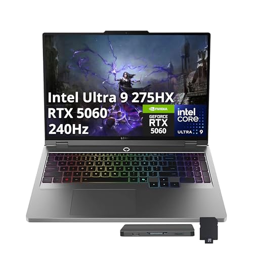 Lenovo Legion 5 Ordinateur portable de jeu 16 WQXGA 240 Hz, Intel Ultra 9 275HX, NVIDIA GeForce RTX 5060, 32 Go DDR5, 3 To de stockage (SSD de 2 To station d'accueil de 1 To), clavier rétroéclairé