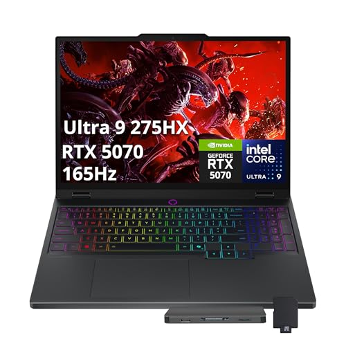 Lenovo Legion 5 Ordinateur portable de jeu alimenté par l'IA, Intel Ultra 9 275HX, GeForce RTX 5070 GDDR7, 15 po WQXGA 165 Hz, 32 Go DDR5, 2 To de stockage (SSD 1 To station d'accueil 1 To), clavier