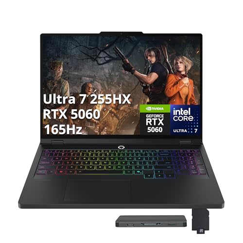 Lenovo Legion Pro 5i 16 WQXGA Ordinateur portable de jeu 165 Hz, Intel 20-core Ultra 7 255HX (Beats Intel i9-14900HX), GeForce RTX 5070, 32 Go DDR5, 1 To SSD, rétroéclairé, Wi-Fi 7, Win 11, noir