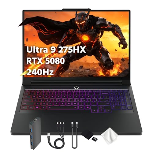 Lenovo Legion Pro 7i Ordinateur portable de jeu 16 WQXGA 240 Hz, Intel Core Ultra 9 275HX, GeForce RTX 5080 16 Go GDDR7, 32 Go DDR5, 2 To de stockage (SSD 1 To et station d'accueil 1 To), clavier