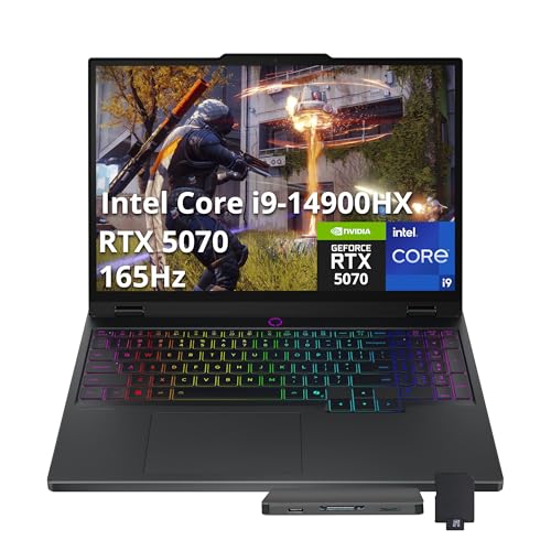 Lenovo Legion 5 Ordinateur portable de jeu 16 WQXGA 165 Hz, Intel i9-14900HX, 32 Go DDR5, 1 To SSD, NVIDIA GeForce RTX 4070 8 Go GDDR6, clavier rétroéclairé RVB, Wi-Fi 6E, Windows 11 Pro, gris