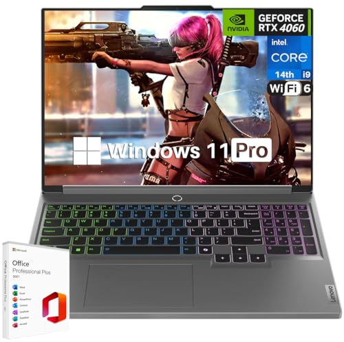 Lenovo Legion 5i Ordinateur portable de jeu Windows 11 Pro 16 WQXGA 165 Hz, Intel i9-14900HX jusqu'à 5,80 GHz, 32 Go de RAM DDR5, 2 To SSD, GeForce RTX 4060, KB rétroéclairé, Wi-Fi 6E, Microsoft