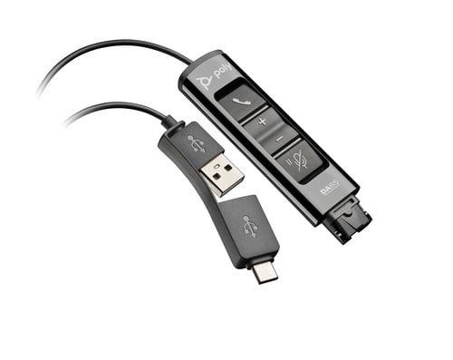 Poly Adaptateur Poly DA85 USB-A et USB-C vers QD pour casques professionnels Black