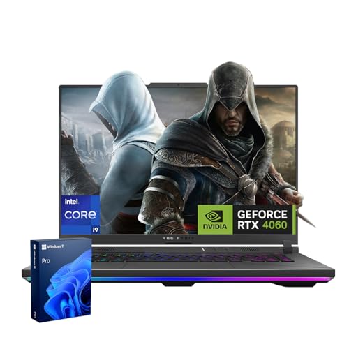 ASUS ROG Strix G16 VR-Ready Ordinateur portable de jeu, 16 QHD 240 Hz, Intel i9-14900HX, NVIDIA GeForce RTX 4060, 64 Go DDR5, 4 To SSD, clavier rétroéclairé RVB, webcam, WiFi 6, Windows 11 Home
