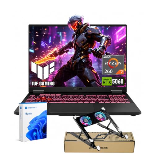 ASUS TUF A16 RTX 5060 Ordinateur portable de jeu, écran 16 FHD 165 Hz, AMD Ryzen 7 260 (Beats Intel i7-14700), NVIDIA RTX 5060, 32 Go de RAM DDR5, 1 To SSD, rétroéclairage RVB, RJ-45, ensemble avec
