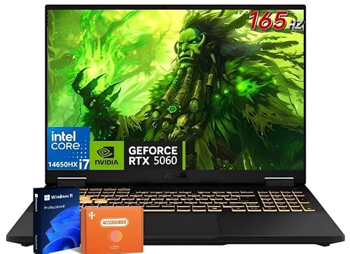 ASUS Ordinateur portable de jeu TUF F16 2025, NVIDIA RTX 5060, Intel i7-14650HX (jusqu'à 5,2 GHz), écran 16 FHD 165 Hz, WiFi 6E, 32 Go DDR5, 2 To SSD, Windows 11 Pro, avec clavier à une main et
