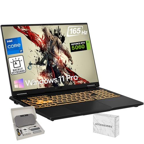 ASUS Ordinateur portable de jeu TUF F16, NVIDIA GeForce RTX 5060, 14 Gen Intel 16 cœurs i7-14650HX, écran 16 FHD 165 Hz, clavier rétroéclairé, 64 Go de RAM DDR5, 2 To SSD, Win 11 Pro, WiFi 6E, avec